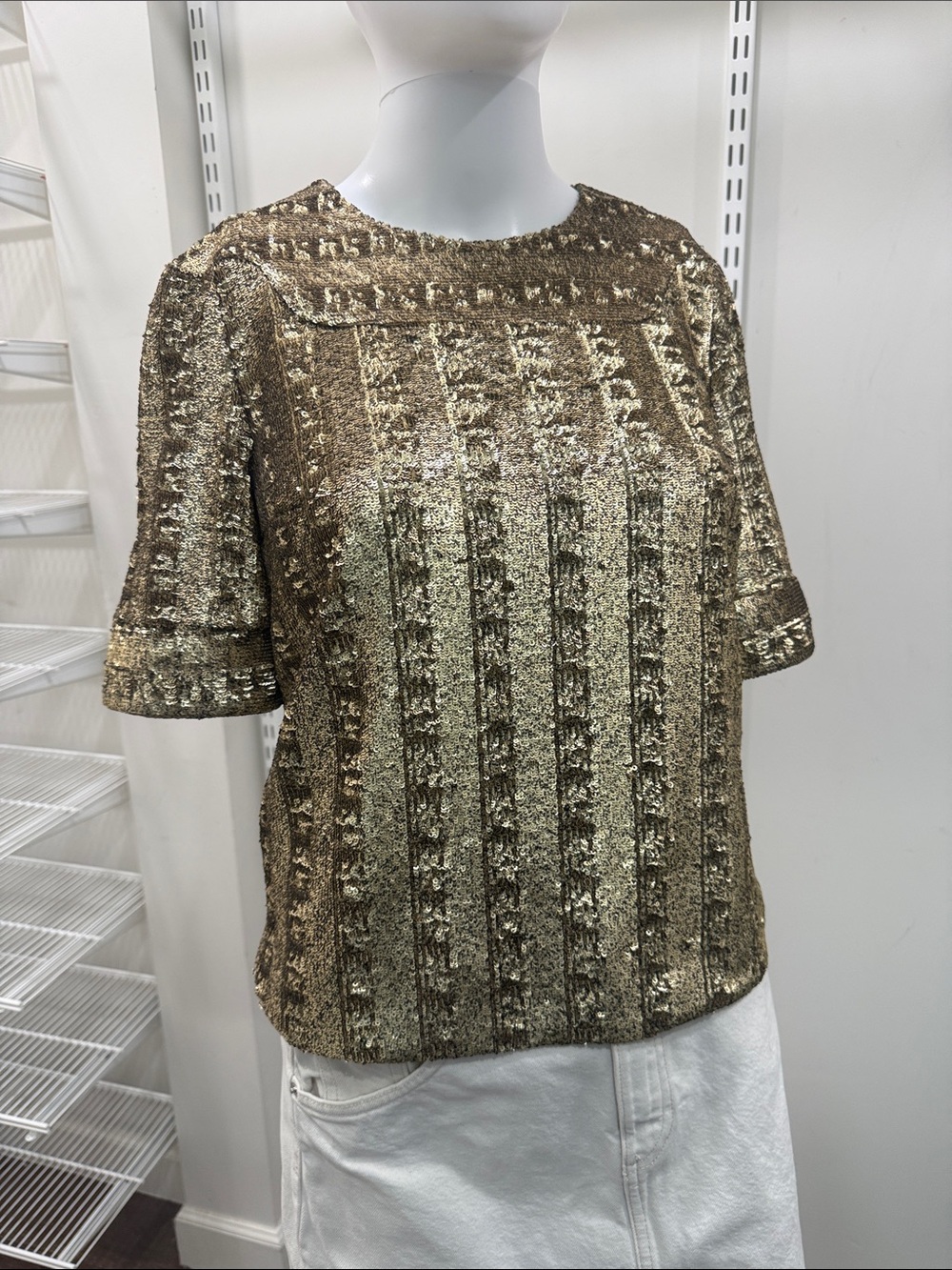 Zadig & Voltaire Metallic Gold Short-Sleeve Top